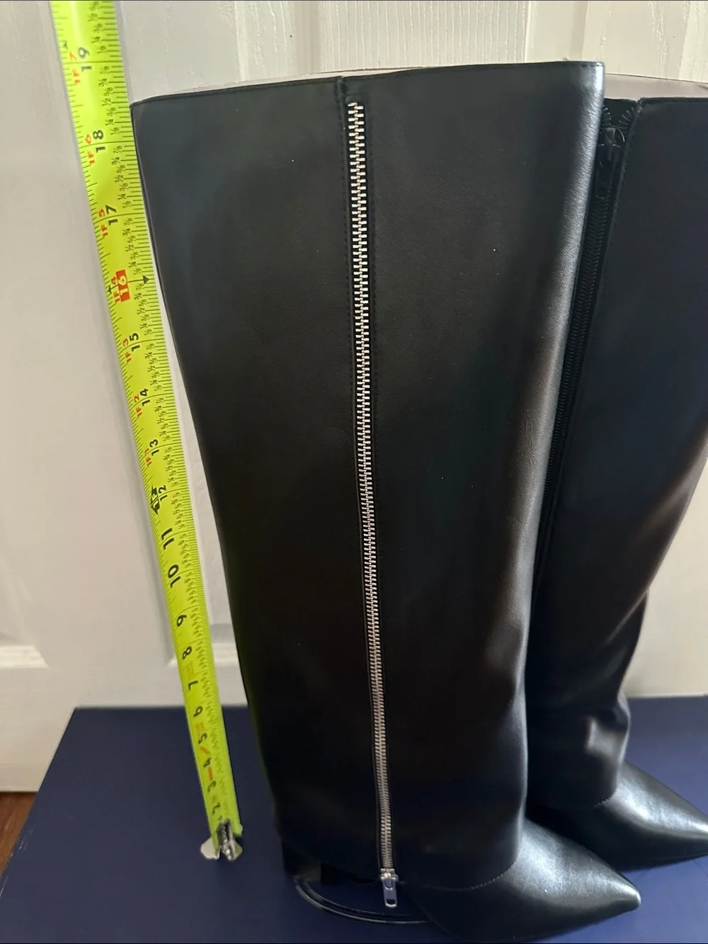 Women's Faux Leather Fold Over Zip Knee High Boots Size 7